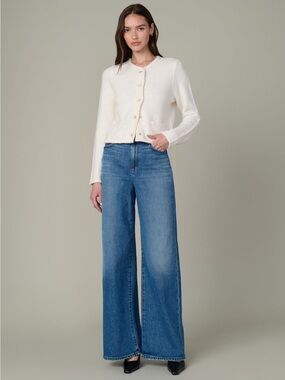 Joie White Textured Knit Button-Front Cardigan